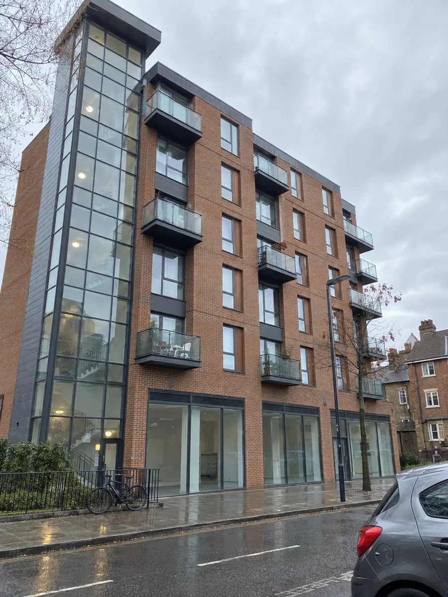 Modern apartment block on a city street
