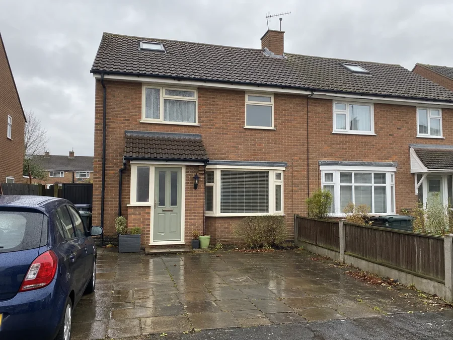 Suburban semi-detached house with a bay window