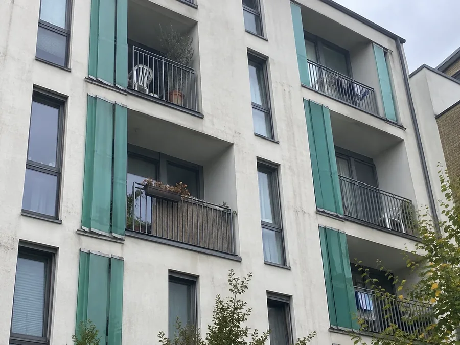 Modern apartment block with recessed balconies